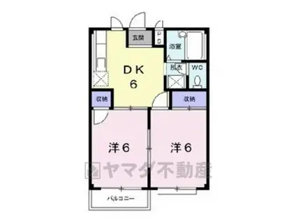 ハイツカミハラⅠ(2DK/2階)の間取り写真