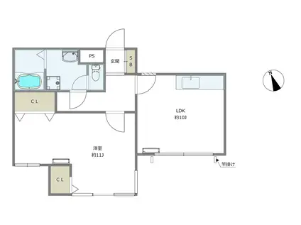 YKマンション(1LDK/2階)の間取り写真