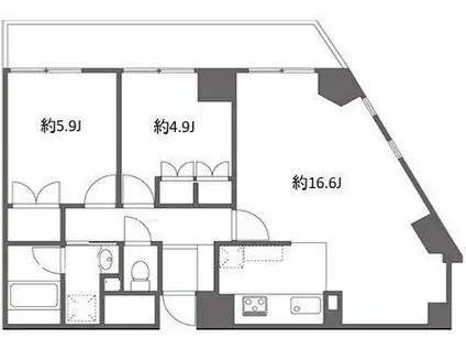 ラフィネ大崎(2LDK/4階)の間取り写真