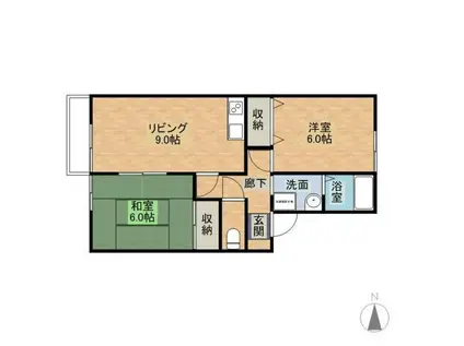 セジュールカコイII(2DK/2階)の間取り写真