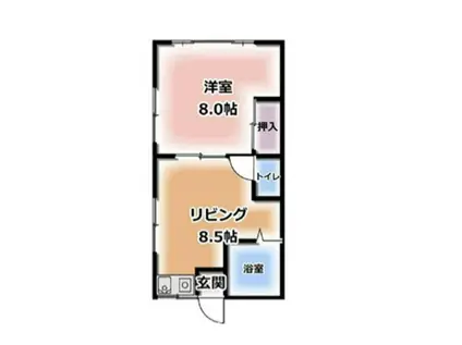 フジイ荘(1DK/2階)の間取り写真