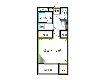 セブンスプリングス(1K/2階)の間取り写真