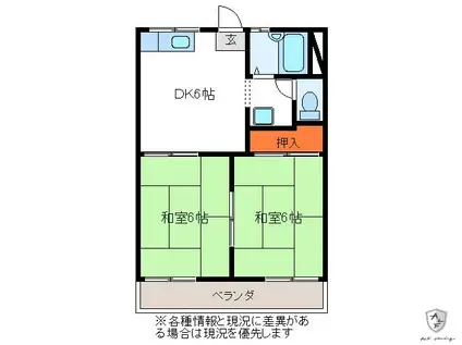 コーポフレグランスB(2DK/1階)の間取り写真