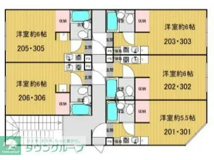 ハイツTBS(ワンルーム/3階)の間取り写真