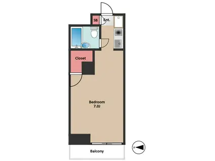 アーバンコート田村(1K/4階)の間取り写真