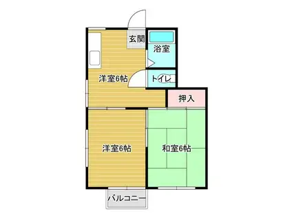 マンションキャロット(2DK/1階)の間取り写真