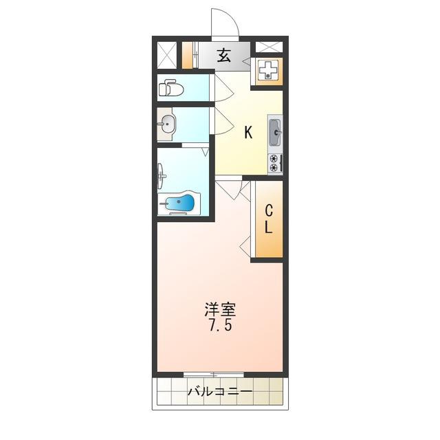 LUXE我孫子(1K/11階)の間取り写真