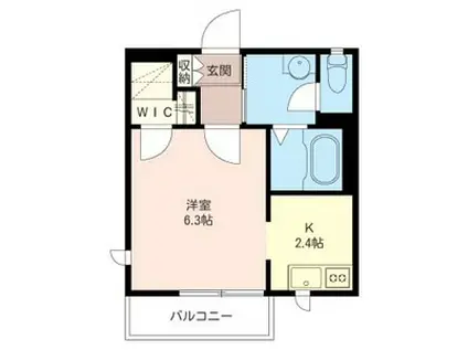 ドゥ・プラージュ(1K/2階)の間取り写真