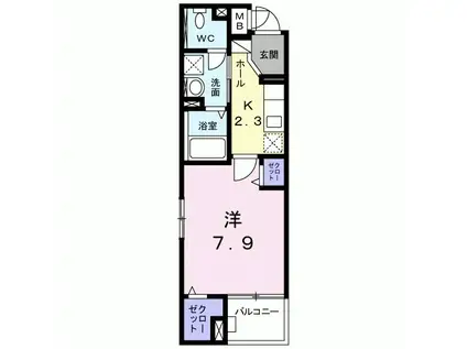 フルーヴ(1K/1階)の間取り写真