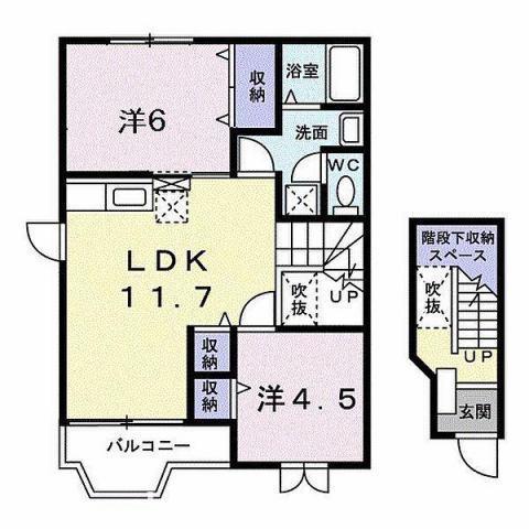 マリーソレイユ(2LDK/2階)の間取り写真