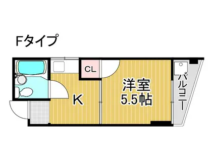 粉浜ハザマコーポ(1DK/4階)の間取り写真