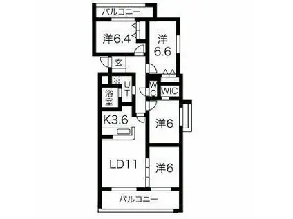 アクレール小笹南坂(4LDK/3階)の間取り写真