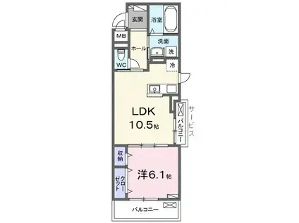 ラピス飯能(1LDK/3階)の間取り写真