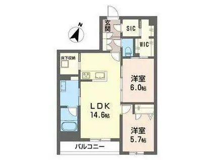 ルミナスタウン(2LDK/1階)の間取り写真