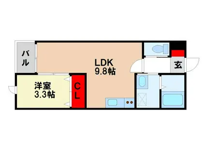 筑紫野市針摺南2丁目D棟(1LDK/2階)の間取り写真