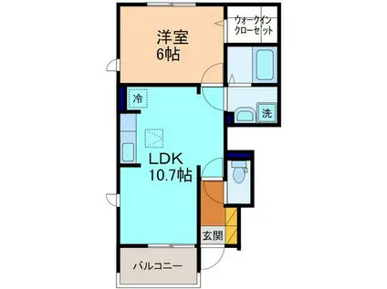 フォンテーヌII(1LDK/1階)の間取り写真