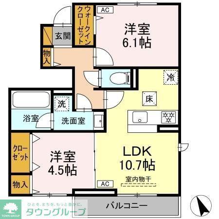 ルガーセグーロ LUGARSEGURO(2LDK/1階)の間取り写真