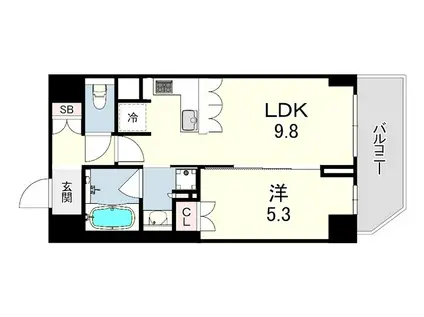 リーガル神戸三宮2(1LDK/5階)の間取り写真