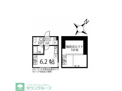 ハーミットクラブハウス岸谷ヒルズ(ワンルーム/2階)の間取り写真