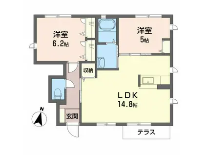 シャーメゾンFUJI I(2LDK/1階)の間取り写真