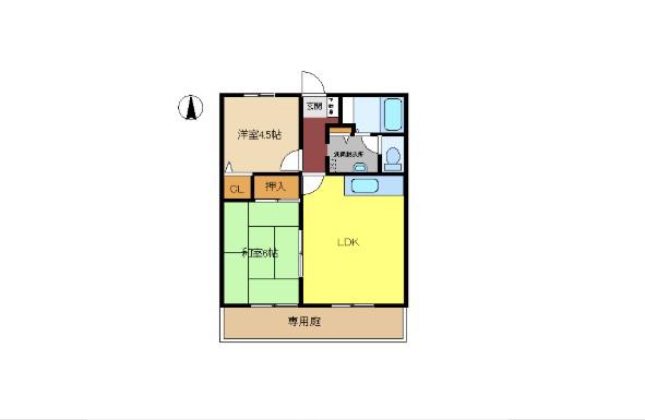 クレール香呂(2LDK/2階)の間取り写真