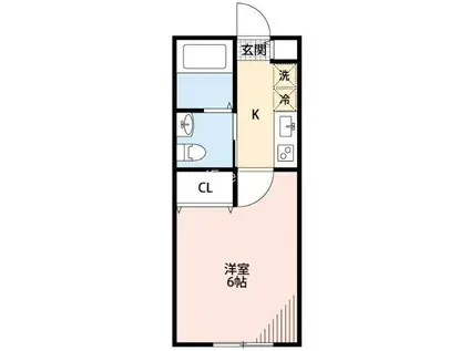 プライムコート浜野(1K/2階)の間取り写真