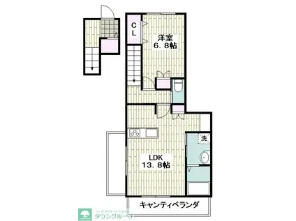 HERITAGE GARDEN イースト(1LDK/1階)の間取り写真