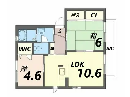シャーメゾンさくら坂 F棟(2LDK/2階)の間取り写真