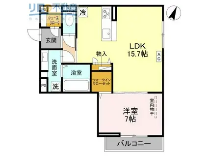 フルール(1LDK/3階)の間取り写真