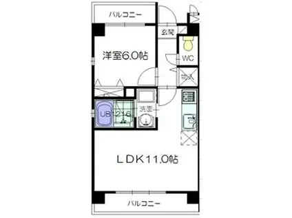 シャルマン砂田(1LDK/4階)の間取り写真