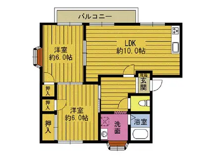 アミューズHIRATA A棟(2LDK/1階)の間取り写真