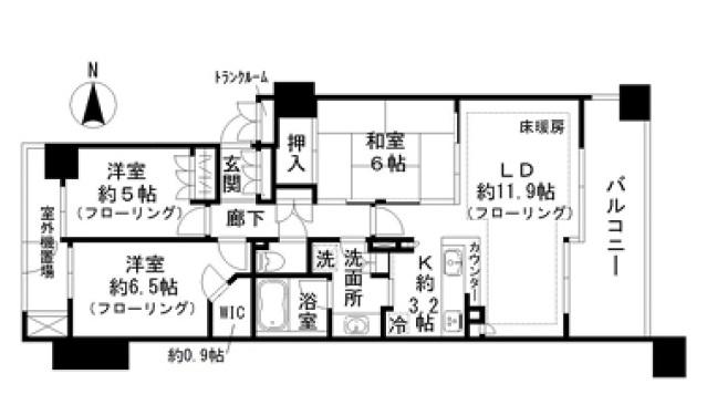 オーベル東陽町(3LDK/2階)の間取り写真