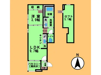 REGALO SHIGA-HONDORI(1LDK/2階)の間取り写真