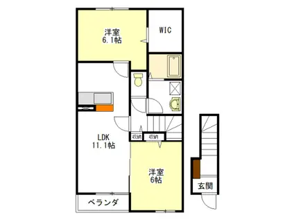 フォルトゥーナA棟B棟(2LDK/2階)の間取り写真
