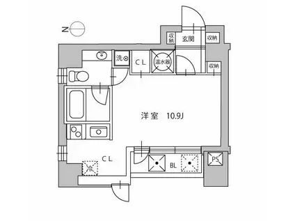 ルーチェ高輪(1K/2階)の間取り写真