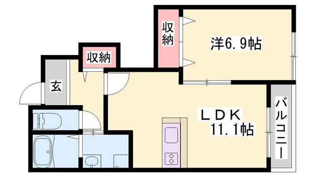 ウエスト HOUSEIII(1LDK/1階)の間取り写真