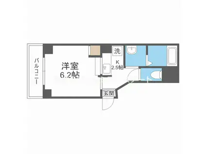 グランパシフィック姫里(1K/4階)の間取り写真