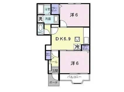 サン・フィールドA(2DK/1階)の間取り写真