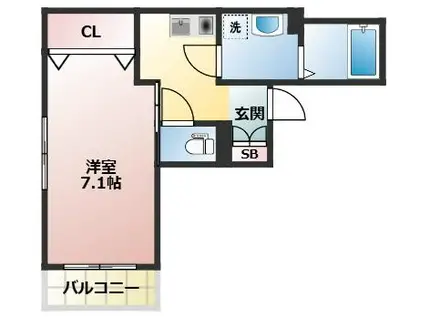 アーバンテラス川崎(1K/3階)の間取り写真
