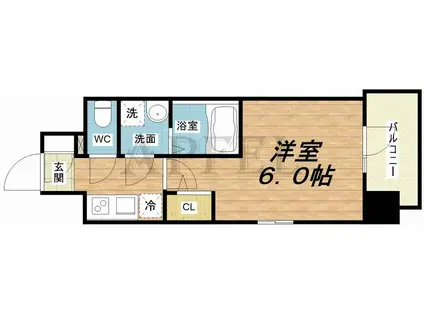 エスリード弁天町グランツ(1K/4階)の間取り写真