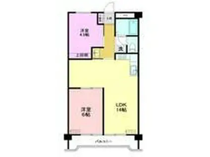 たまプラーザ 新石川3丁目マンション 田園ドミール(2LDK/2階)の間取り写真