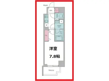 ケーディーエックスレジデンス浅草(1K/9階)の間取り写真