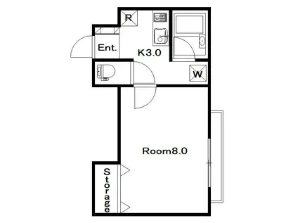 モン・ルポ岩永(1K/2階)の間取り写真