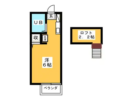 第2サンハイツ山本(ワンルーム/1階)の間取り写真