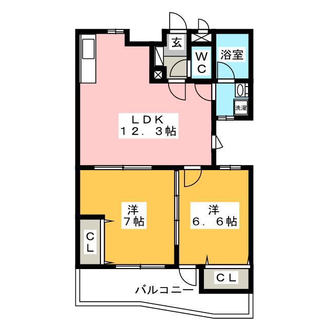 ヴィブレ アトリオ(2LDK/3階)の間取り写真
