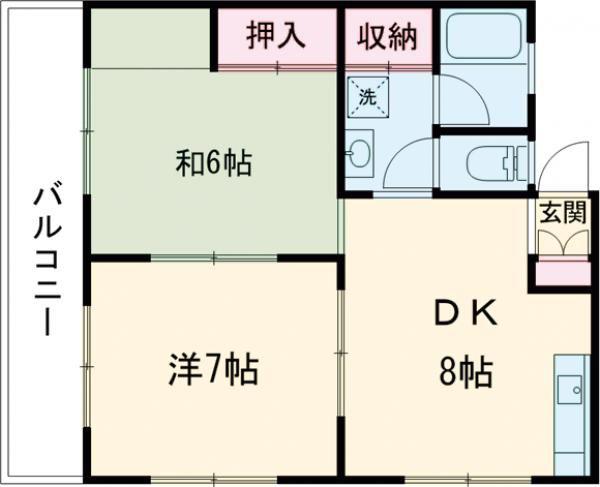 リバーサイドコーポ(2DK/2階)の間取り写真