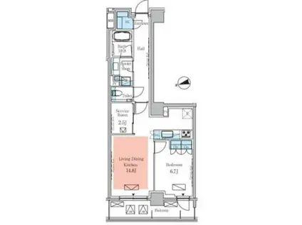 パークアクシス元麻布(1SLDK/3階)の間取り写真