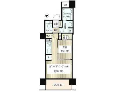 パークホームズ目黒リバーサウスアーバンレジデンス(1LDK/10階)の間取り写真