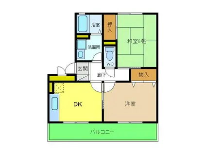 燦コーポA棟(2DK/3階)の間取り写真