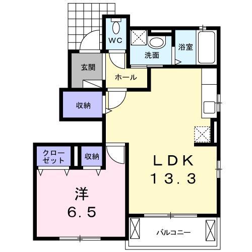 エスポワールA(1LDK/1階)の間取り写真